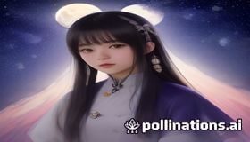 月华物语绅士漫画封面，东方奇幻风格，月光下的修仙者与人界少女相对而立，画面色调冷蓝清雅